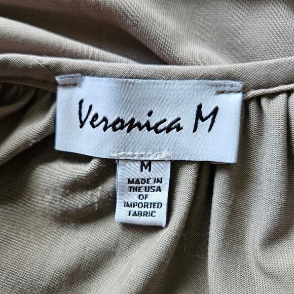 Monica M Taupe Raglan Sleeve Keyhole Tie Front Lightweight Top Medium Minimal - Picture 7 of 10